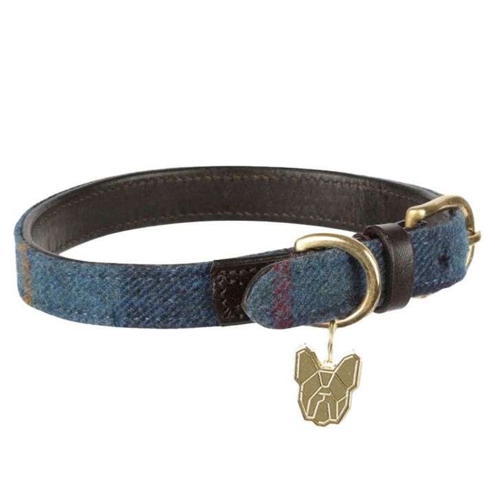 Hondenhalsband Tweed/Leer Marineblauw in de groep Hond / Hondenhalsband & Tuigje bij Equinest (SH6632NA)