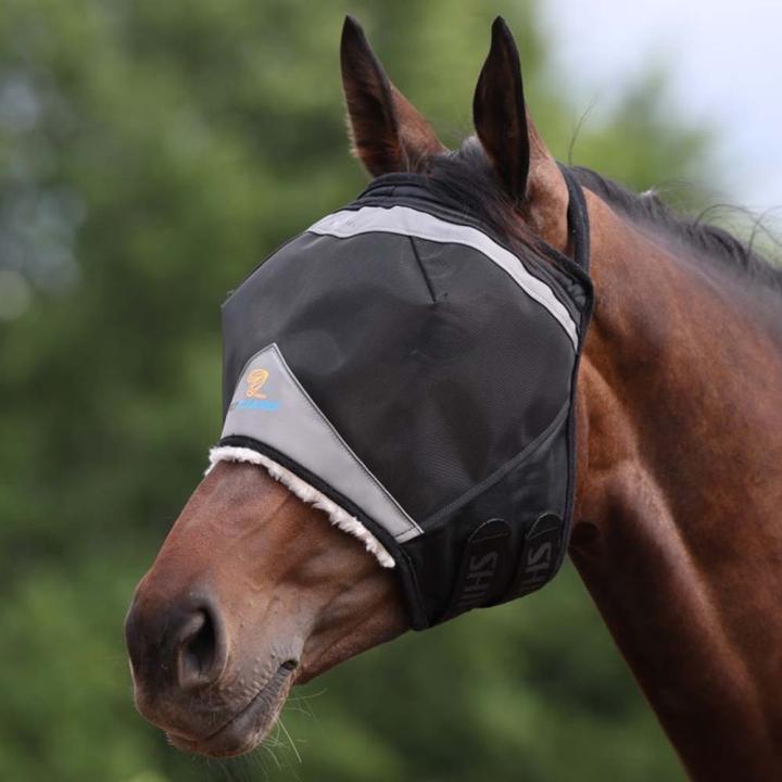 Vliegenmasker zonder oren in zwart/grijs in de groep Vliegbescherming / Vliegenmaskers bij Equinest (SH6661Sv_r)
