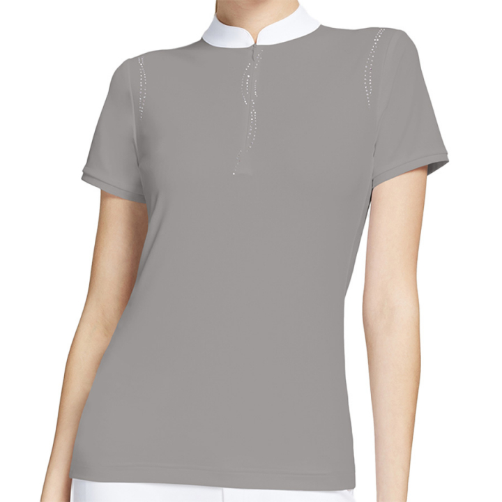 Wedstrijdshirt Leia Crystal SS Lichtgrijs in de groep Rijkleding / Rijtops & T-shirts / Wedstrijdtops bij Equinest (W-LEIAGR)