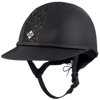 Paardrijcap SP8 Sparkly Plus Leatherlook Zwart/Zwart bling