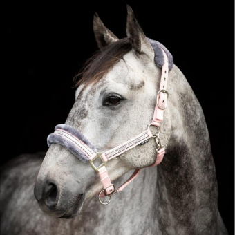 Halster met Fleece Lichtroze/Grijs