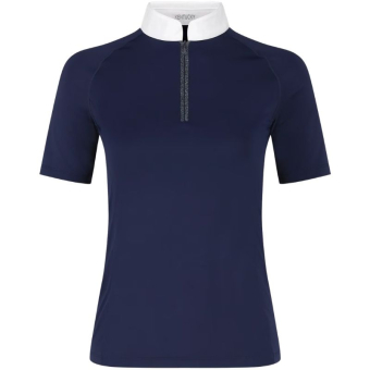 Wedstrijdshirt Classic Glitter Zipper Short Sleeve Marineblauw
