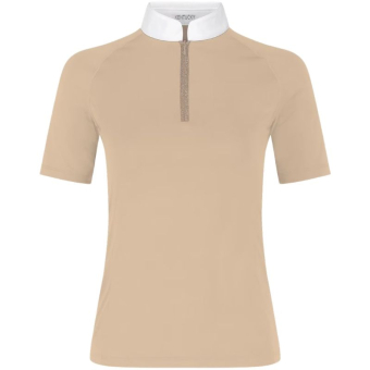 Wedstrijdshirt Classic Glitter Zipper Short Sleeve Beige