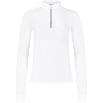 Wedstrijdshirt Classic Glitter Zipper Long Sleeve Wit