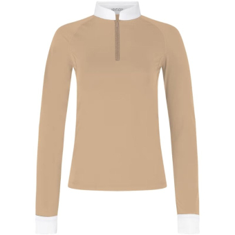 Wedstrijdshirt Classic Glitter Zipper Long Sleeve Beige