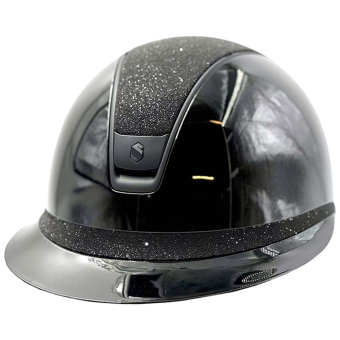 Paardrijcap Miss Shield 2.0 Glossy Crystal Fabric Matt Trim Zwart