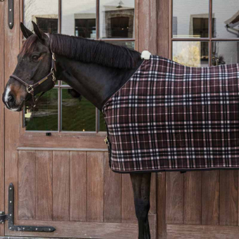 Fleecedeke Heavy Check Printing Bruin/Beige