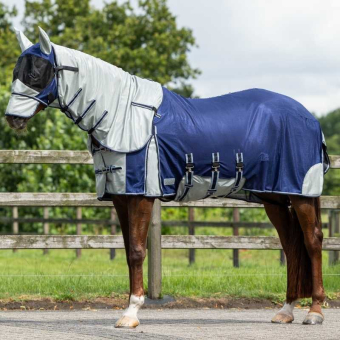 Vliegendeke met afneembare hals en oornetje Blauw