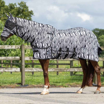 Vliegendeke met afneembare hals en oornetje Zebra Zwart/Wit
