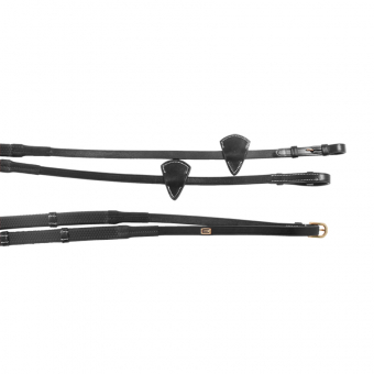 Rubberen Teugels E-logo met Stops Zwart/Messing