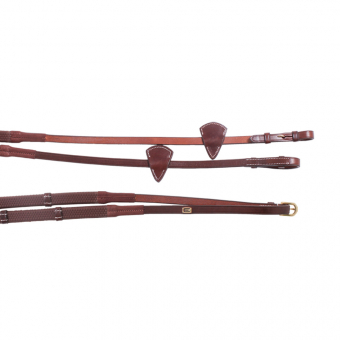 Rubberen Teugels E-logo met Stops Bruin/Messing