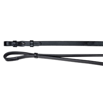 Kandareteugels Leather 12mm Hooks Zwart