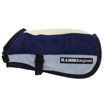 Hondendeken Rambo Deluxe Fleece Witney Strepen Marineblauw/Blauw/Wit