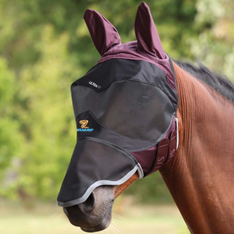 Vliegenmasker Deluxe with Ears & Nose Bordeaux