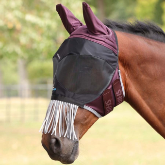 Vliegenmasker Deluxe with Ears & Nose Fringe Bordeaux