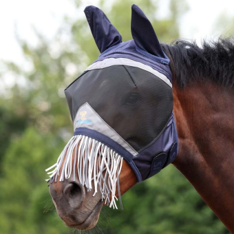 Vliegenmasker Fine Mesh with Ears & Nose Fringe Marineblauw