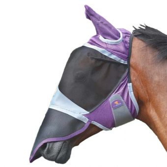 Vliegenmasker Deluxe met oren & neus in paars