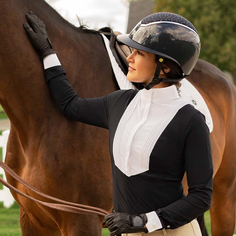 Paardrijcap MIPS Kylo Gloss Wide Peak Crystal Zwart/Chrome