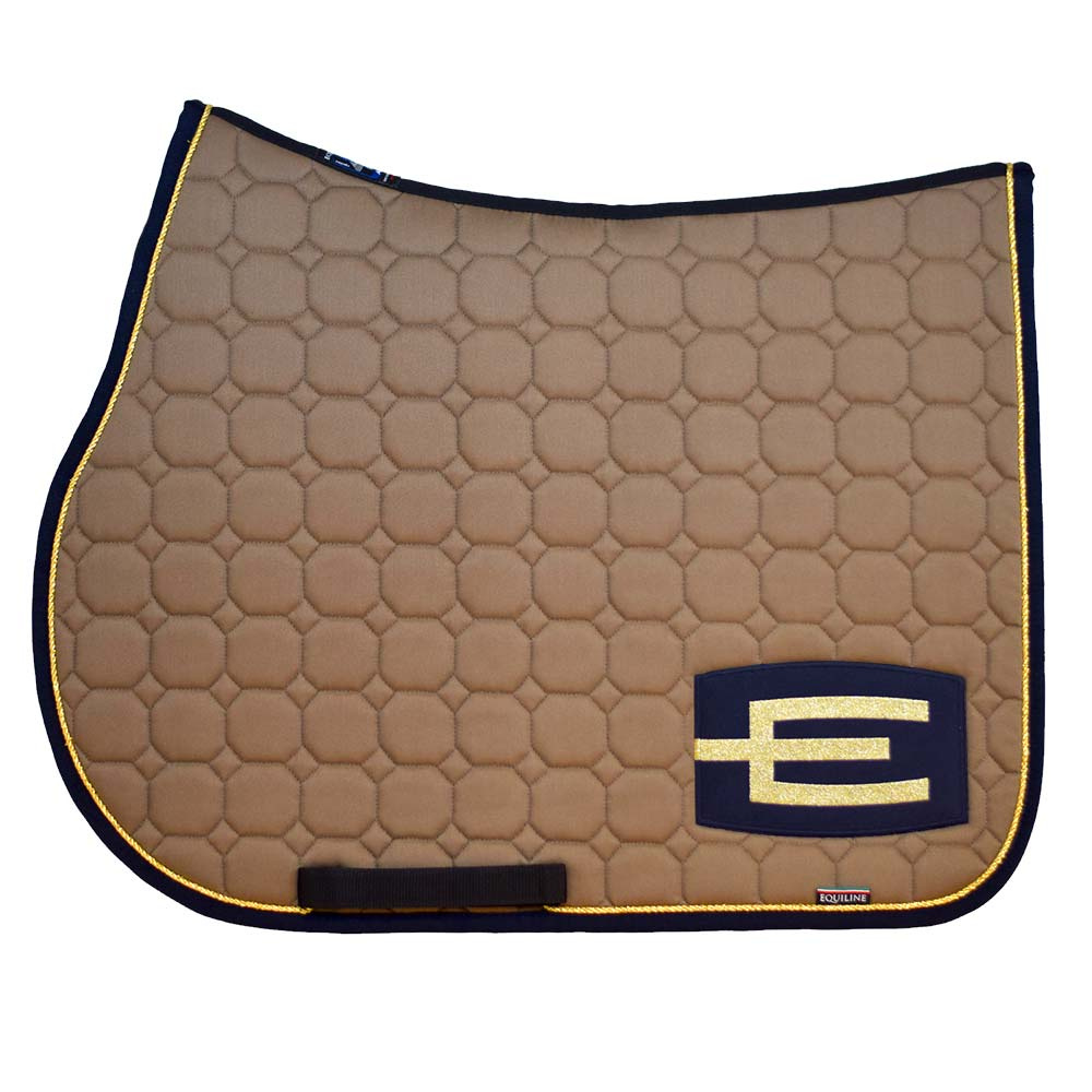 Zadeldekje E-logo Cappuccino Marine/Goud