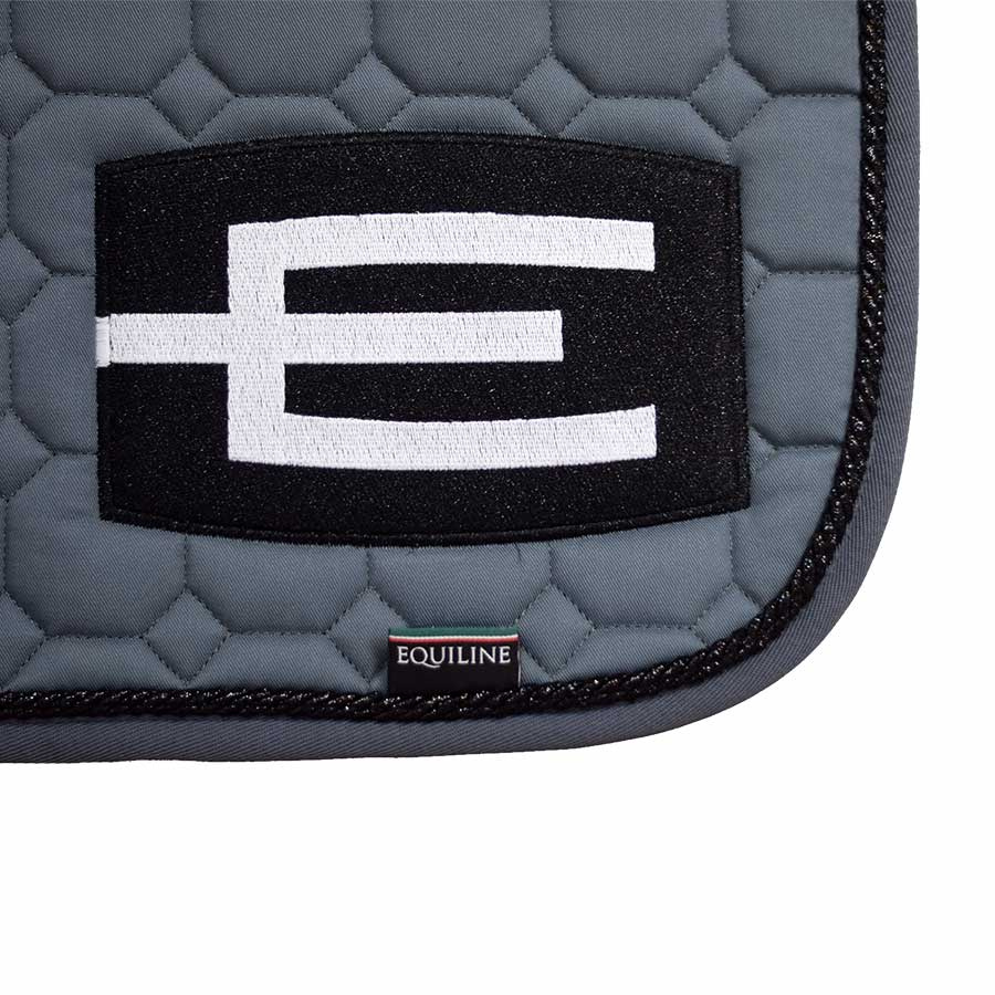 Zadeldekje E-logo Grijs Glitter Zwart/Wit