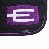 Zadeldek E-logo Zwart Glitterlila/Wit