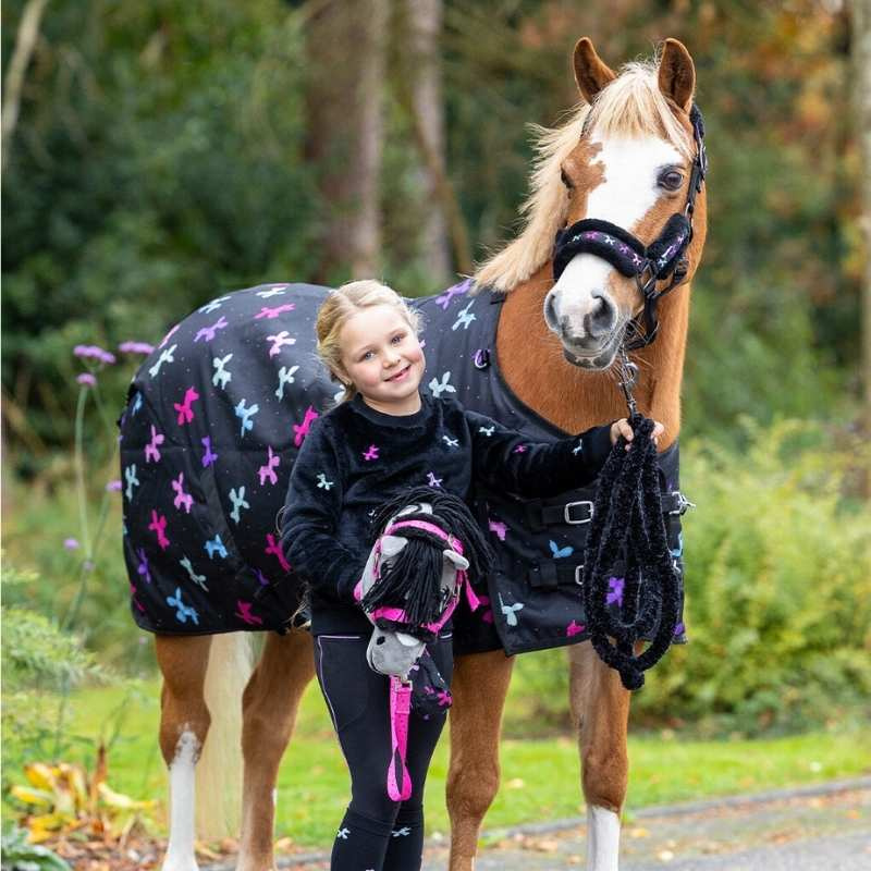Halter en Halstertouw Isalyn Unicorn Zwart