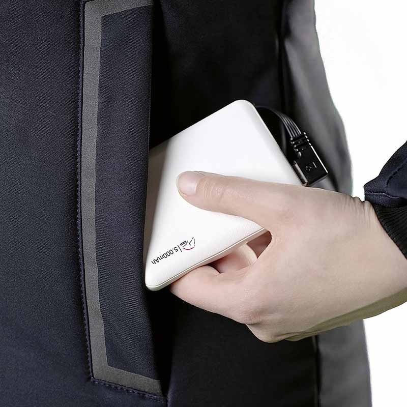 Elegante Lange Rijjas met Verwarmingsdraden en Powerbank Marineblauw