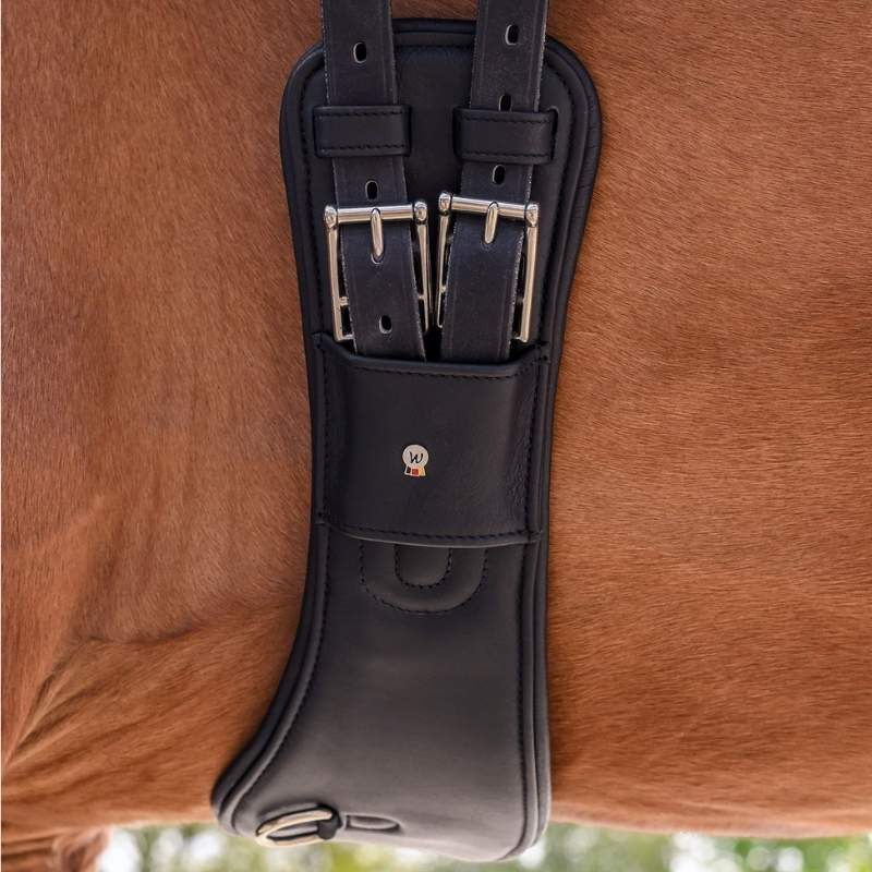 Dressuursingel Contour Half Moon Leather Zwart