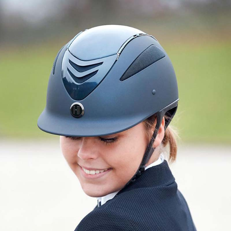 Paardrijcap Mips Defender Glossy Top Swarovski Marineblauw