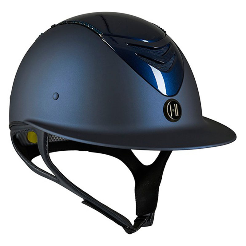 Paardrijcap Mips Avance Glossy Top Swarovski Marineblauw
