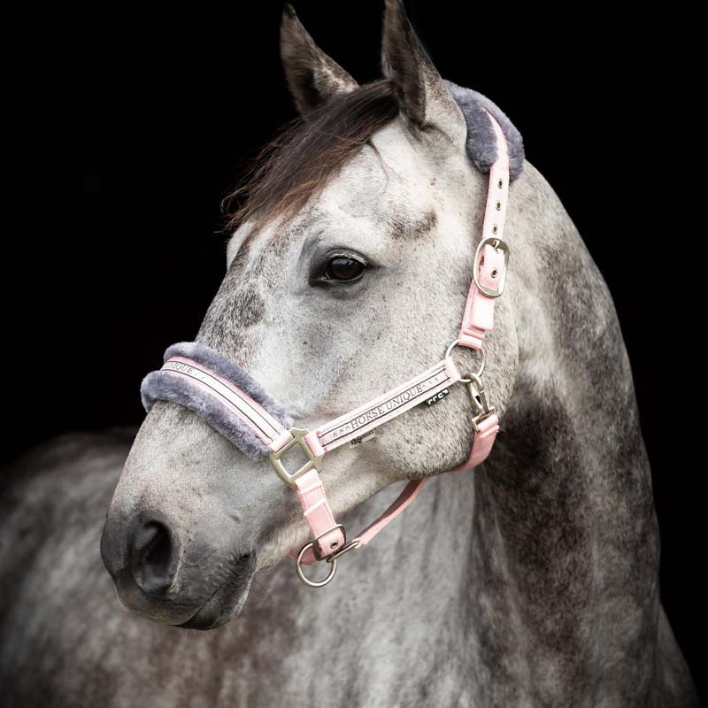 Halster met Fleece Lichtroze/Grijs