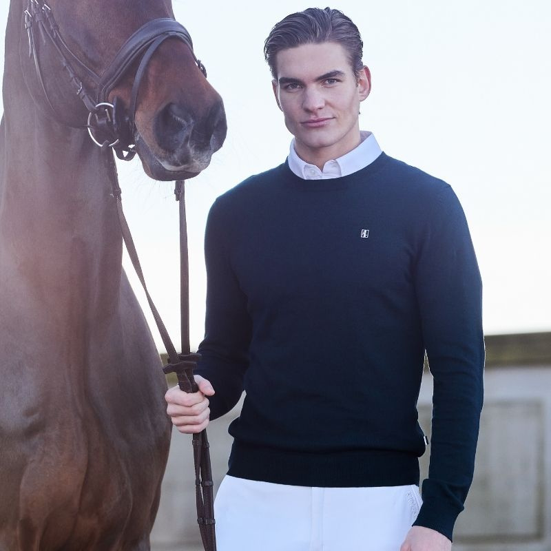 Trui Classic Mens O-Neck Pullover Marineblauw