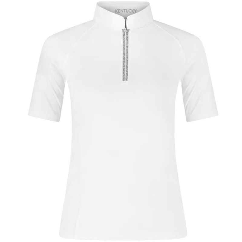 Wedstrijdshirt Classic Glitter Zipper Short Sleeve Wit