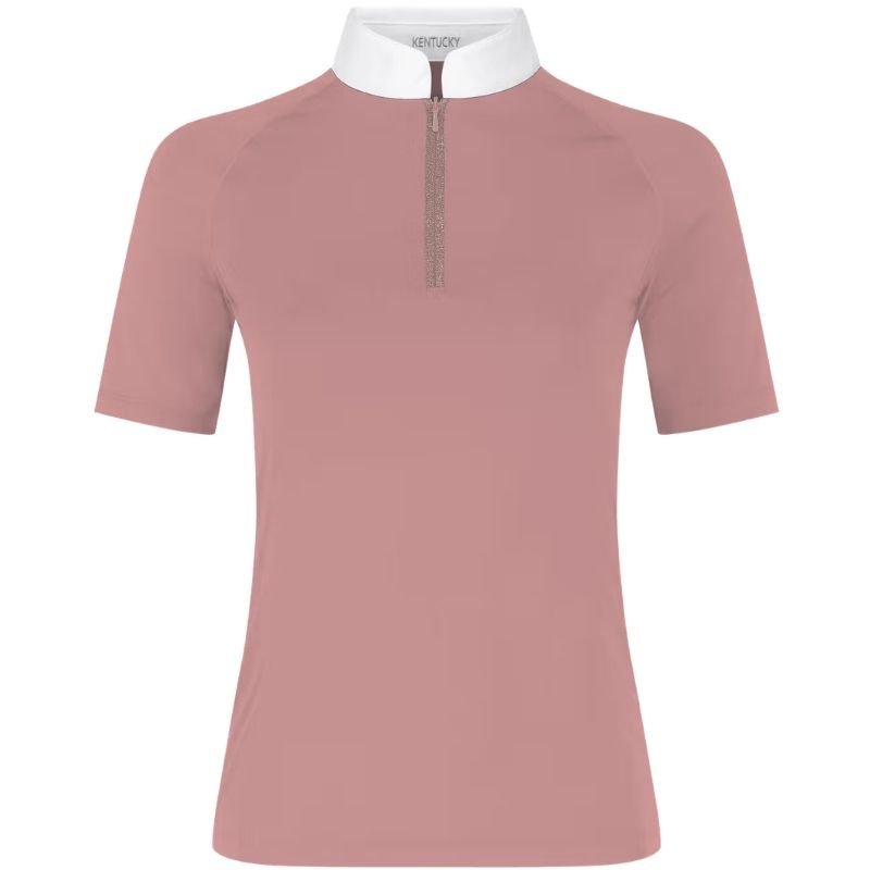 Wedstrijdshirt Classic Glitter Zipper Short Sleeve Oudroze