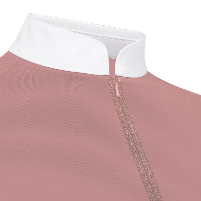 Wedstrijdshirt Classic Glitter Zipper Short Sleeve Oudroze