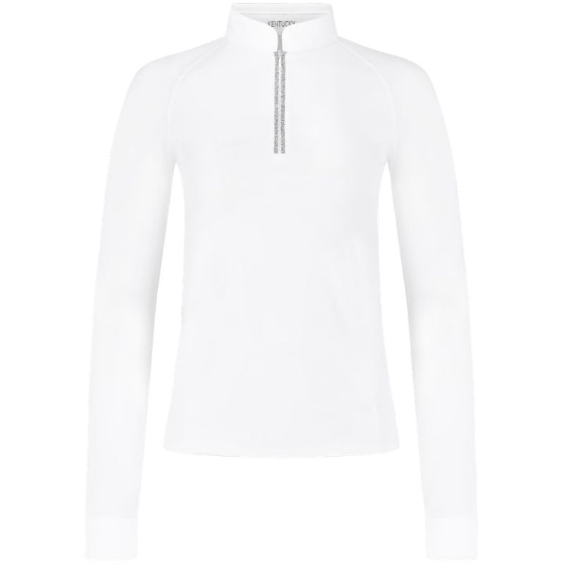 Wedstrijdshirt Classic Glitter Zipper Long Sleeve Wit