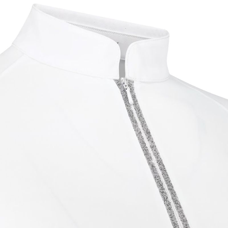 Wedstrijdshirt Classic Glitter Zipper Long Sleeve Wit