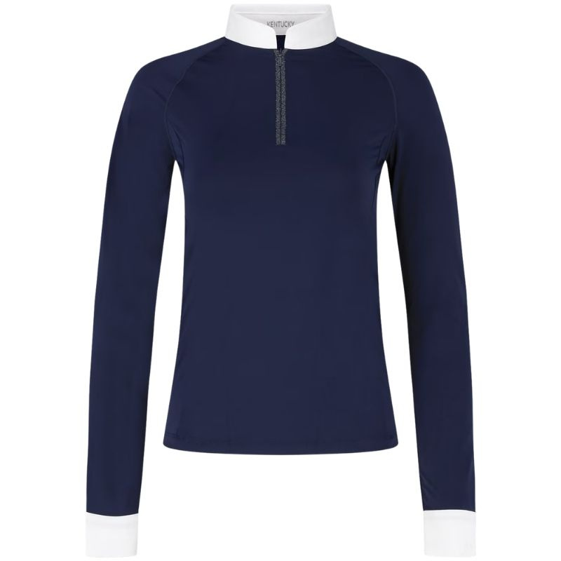 Wedstrijdshirt Classic Glitter Zipper Long Sleeve Marineblauw