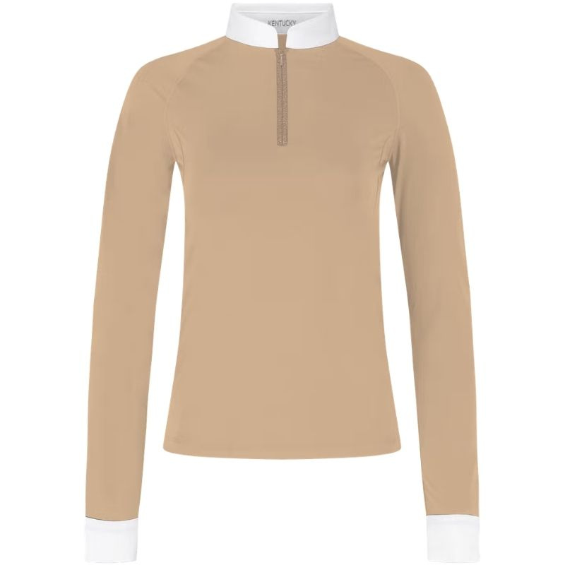 Wedstrijdshirt Classic Glitter Zipper Long Sleeve Beige