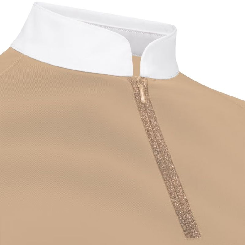 Wedstrijdshirt Classic Glitter Zipper Long Sleeve Beige
