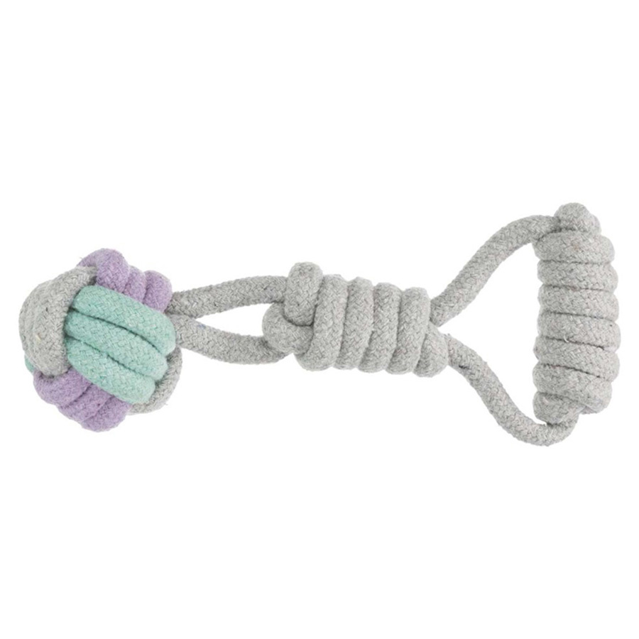 Hondenspeelgoed Junior Touwbal met Handvat Grijs/Turquoise/Paars