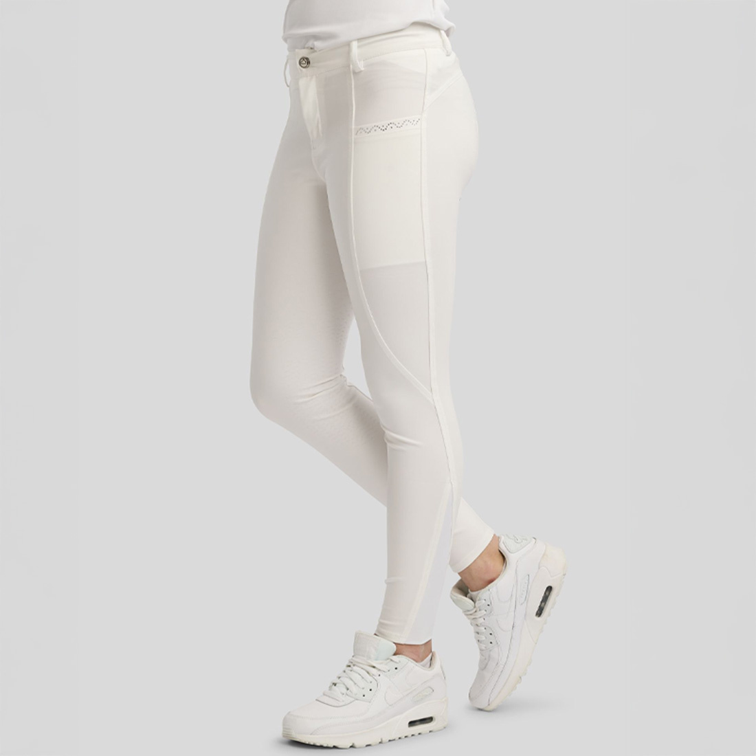 Rijbroek Kind/Junior Crystals Full Grip Wit
