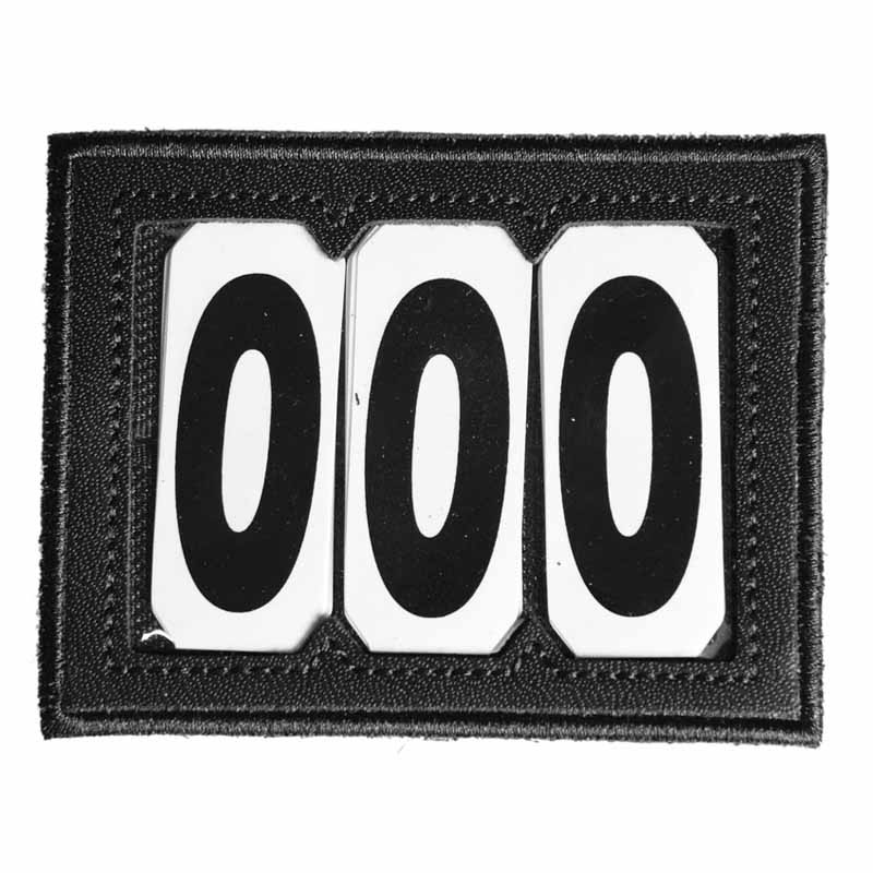 Nummerlabel PVC Velcro 3 Numbers Zwart