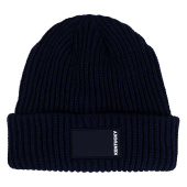 Muts Beanie Rubber Logo Marineblauw Muts Beanie Rubber Logo Marineblauw