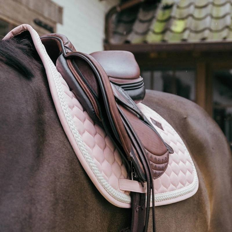 Zadeldekje Plaited Cord Bleekroze