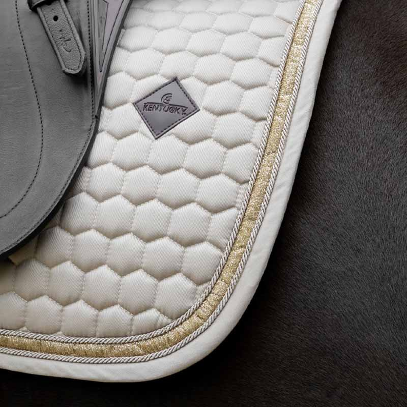 Dressuurzadeldekje Glitter Band Beige