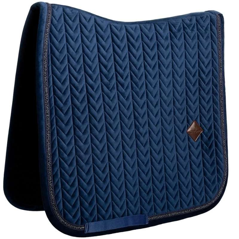 Dressuurzadeldekje Velvet Mini Pearls Marineblauw