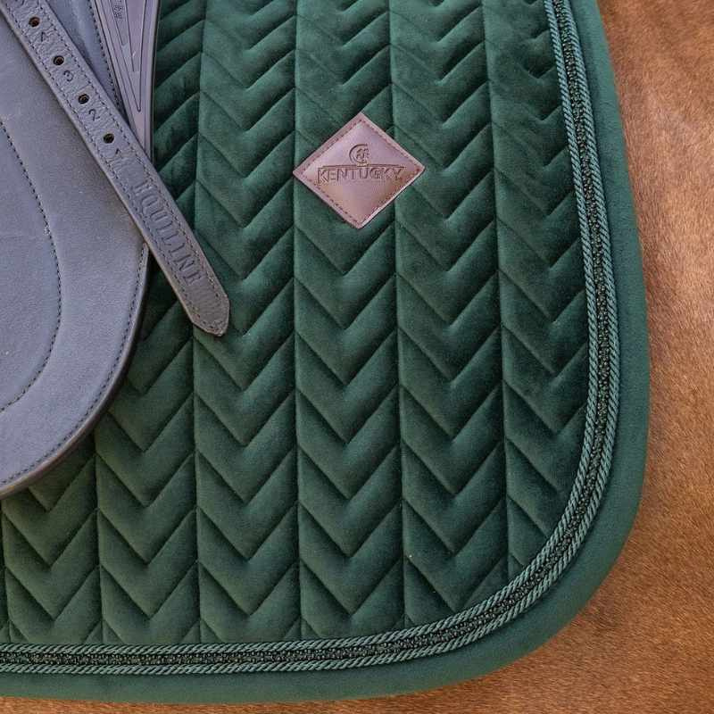 Dressuurzadeldekje Velvet Mini Pearls Groen