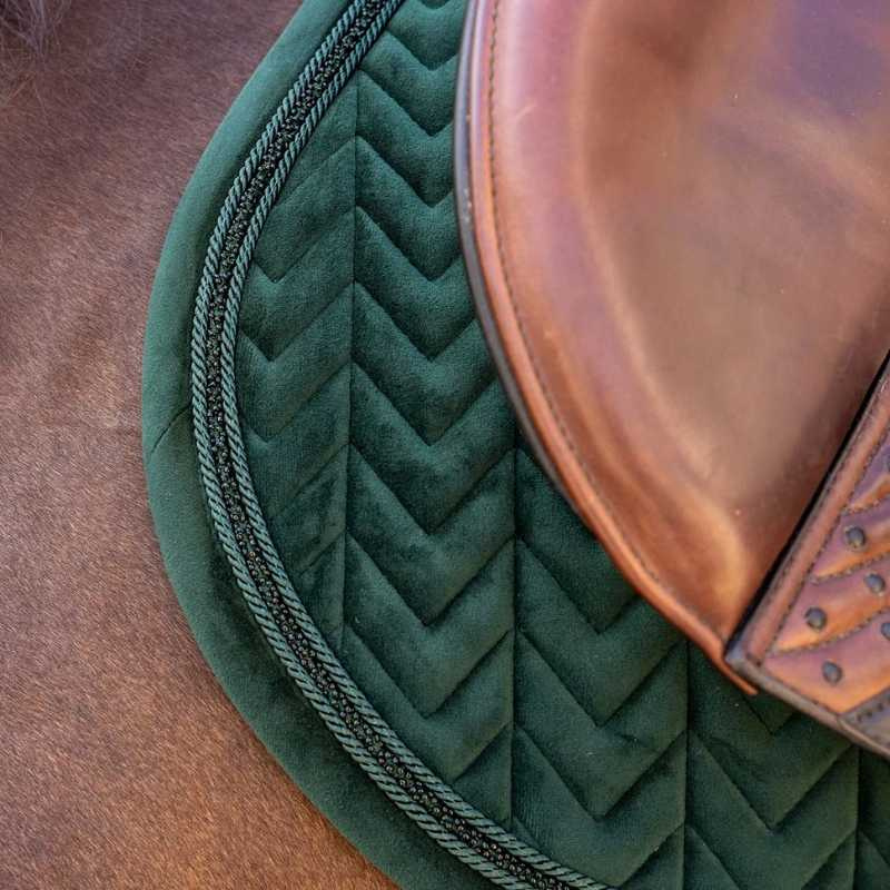 Zadeldekje Velvet Mini Pearls Groen