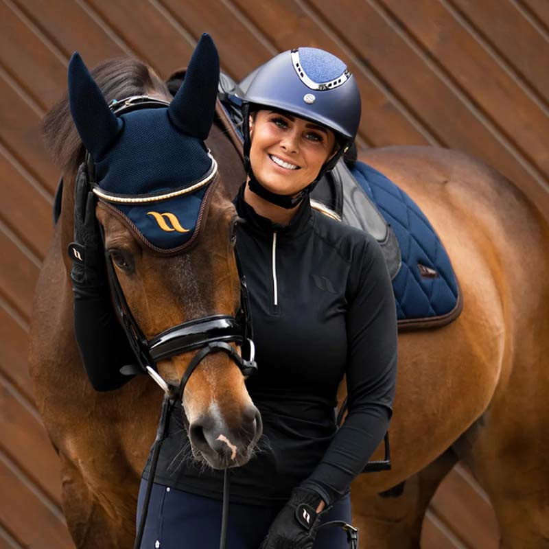 Paardrijcap EQ3 Pardus met Schroef Smooth Top Glitter Marineblauw Zand
